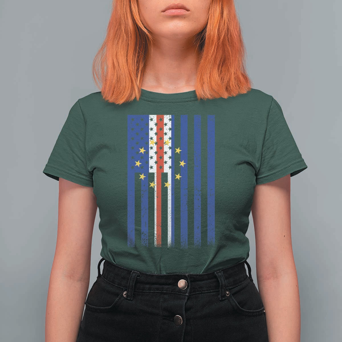Half Cape Verdean Half American T Shirt For Women Cabo Verdean Roots Vintage Cape Verde Flag