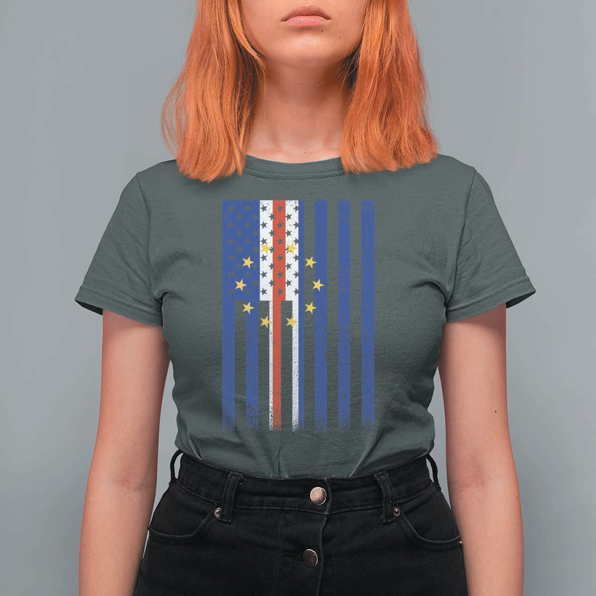 Half Cape Verdean Half American T Shirt For Women Cabo Verdean Roots Vintage Cape Verde Flag