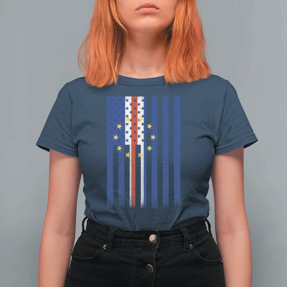 Half Cape Verdean Half American T Shirt For Women Cabo Verdean Roots Vintage Cape Verde Flag