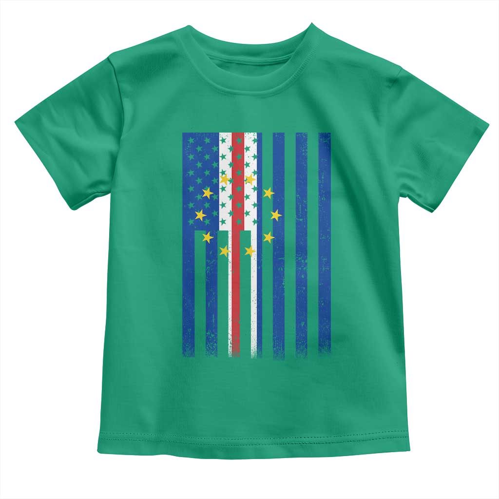 Half Cape Verdean Half American Toddler T Shirt Cabo Verdean Roots Vintage Cape Verde Flag