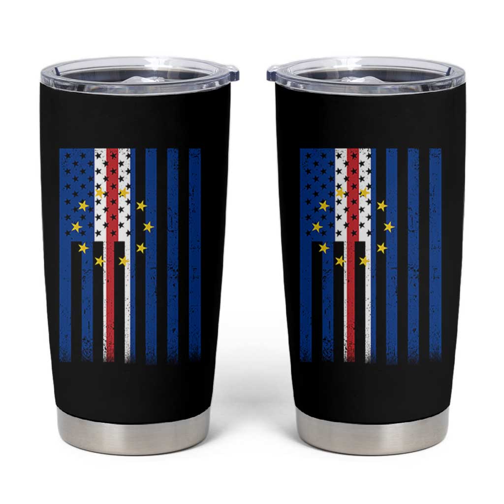 Half Cape Verdean Half American Tumbler Cup Cabo Verdean Roots Vintage Cape Verde Flag
