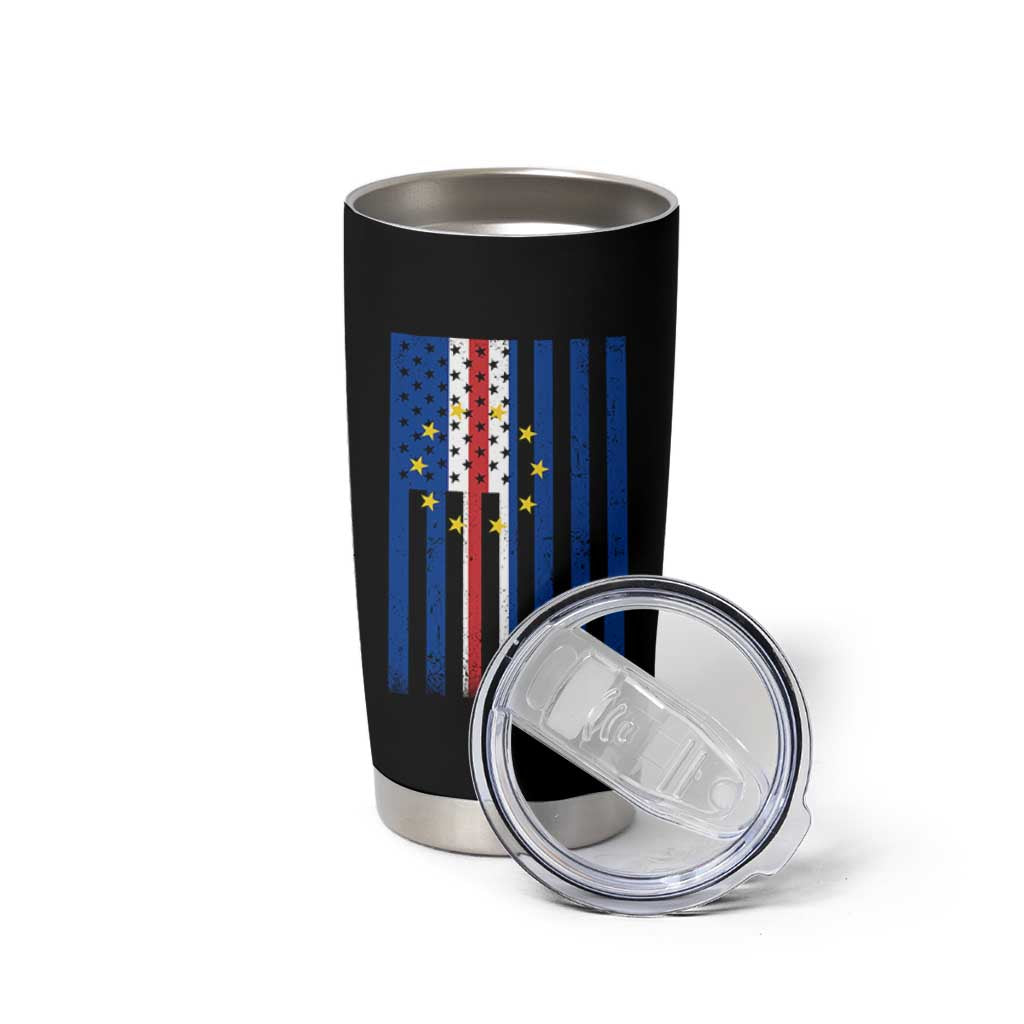 Half Cape Verdean Half American Tumbler Cup Cabo Verdean Roots Vintage Cape Verde Flag