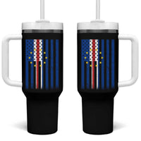 Half Cape Verdean Half American Tumbler With Handle Cabo Verdean Roots Vintage Cape Verde Flag