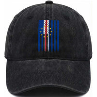 Half Cape Verdean Half American Washed Cotton Baseball Cap Cabo Verdean Roots Vintage Cape Verde Flag