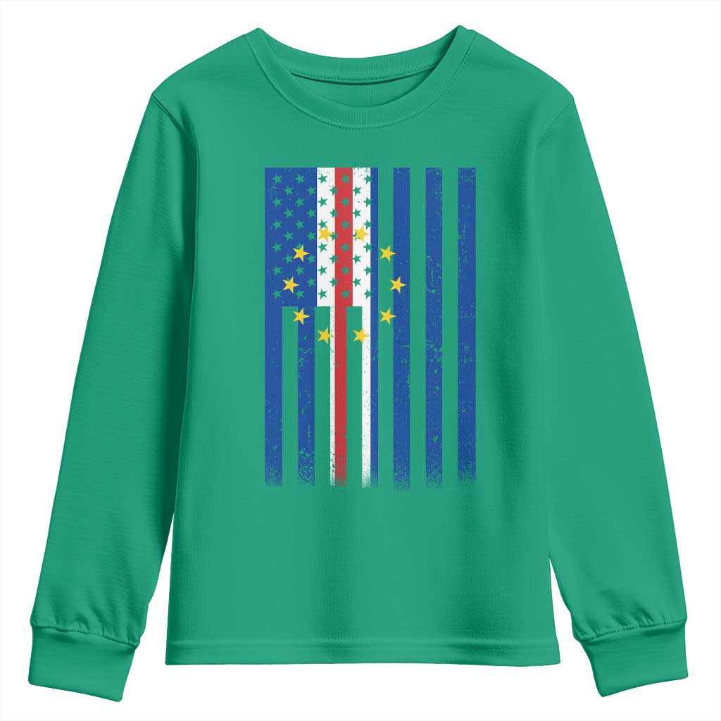 Half Cape Verdean Half American Youth Sweatshirt Cabo Verdean Roots Vintage Cape Verde Flag