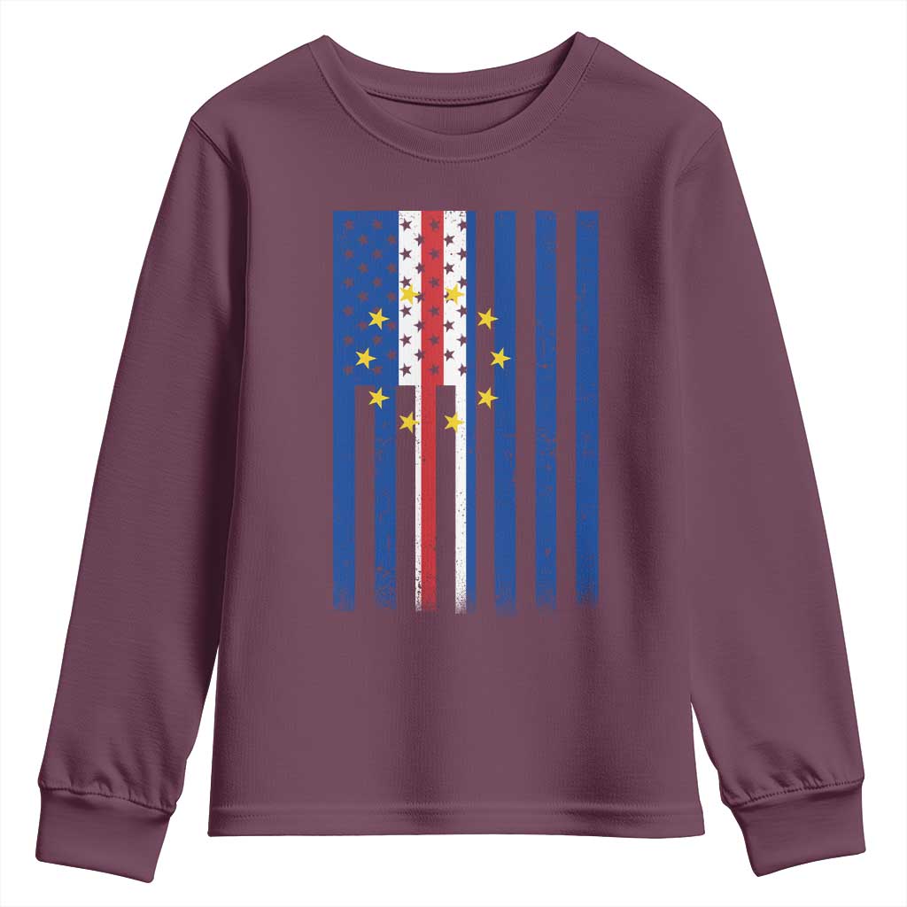 Half Cape Verdean Half American Youth Sweatshirt Cabo Verdean Roots Vintage Cape Verde Flag