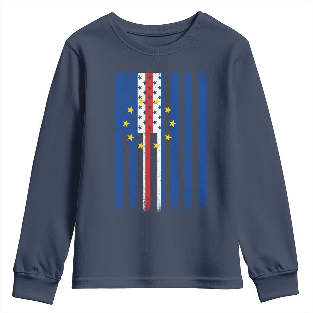 Half Cape Verdean Half American Youth Sweatshirt Cabo Verdean Roots Vintage Cape Verde Flag