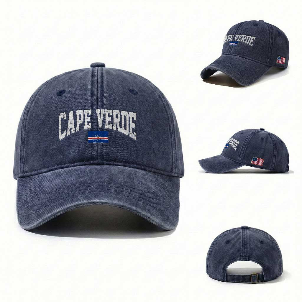 Cape Verde Sports Throwback Washed Cotton Baseball Cap Cabo Verdean Pride