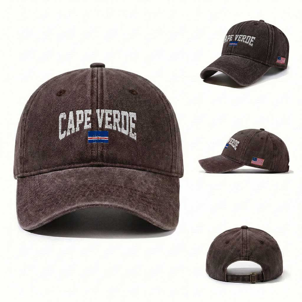 Cape Verde Sports Throwback Washed Cotton Baseball Cap Cabo Verdean Pride