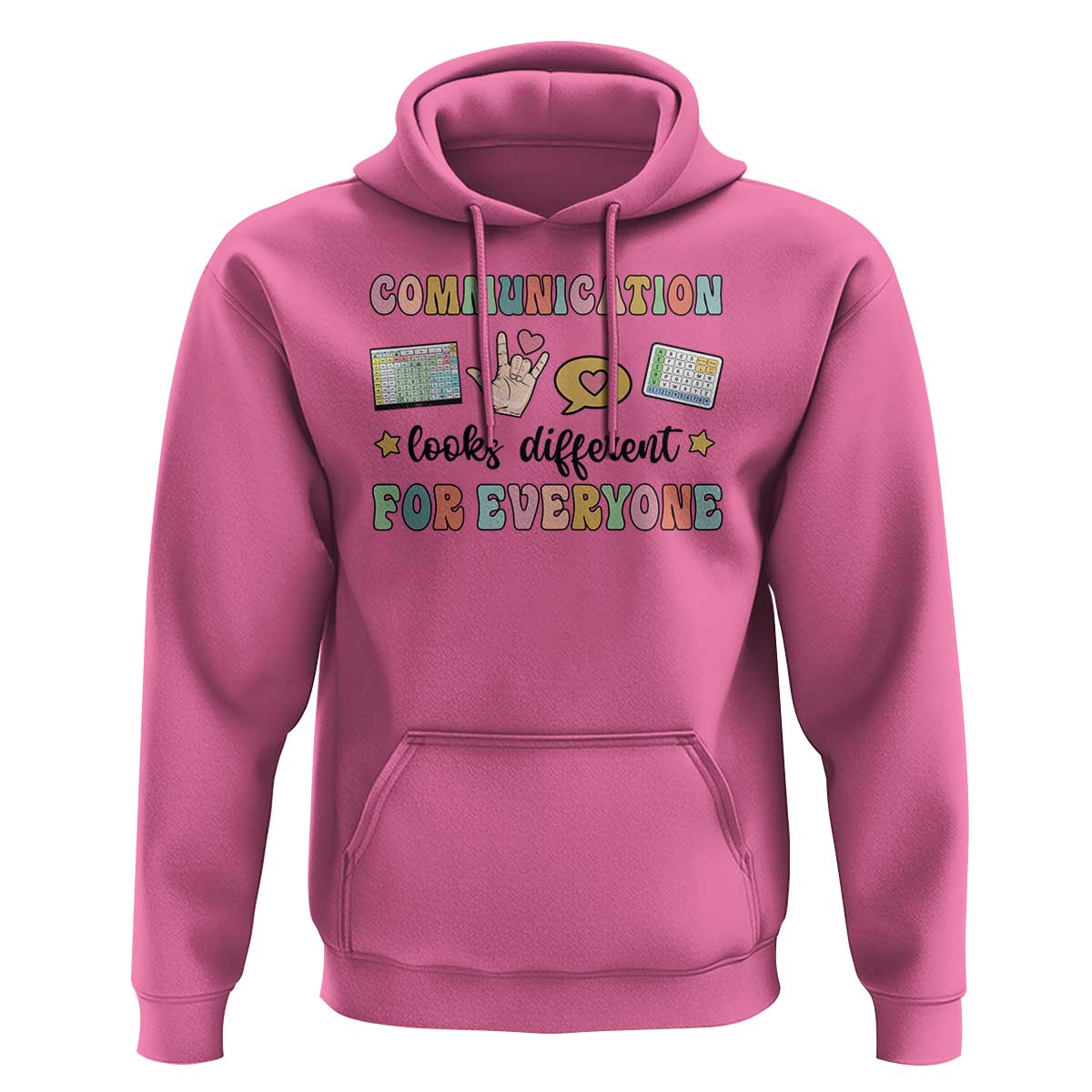 Special Education Teacher Hoodie Communication Looks Different For Everyone Autism Speech Therapy - Wonder Print Shop