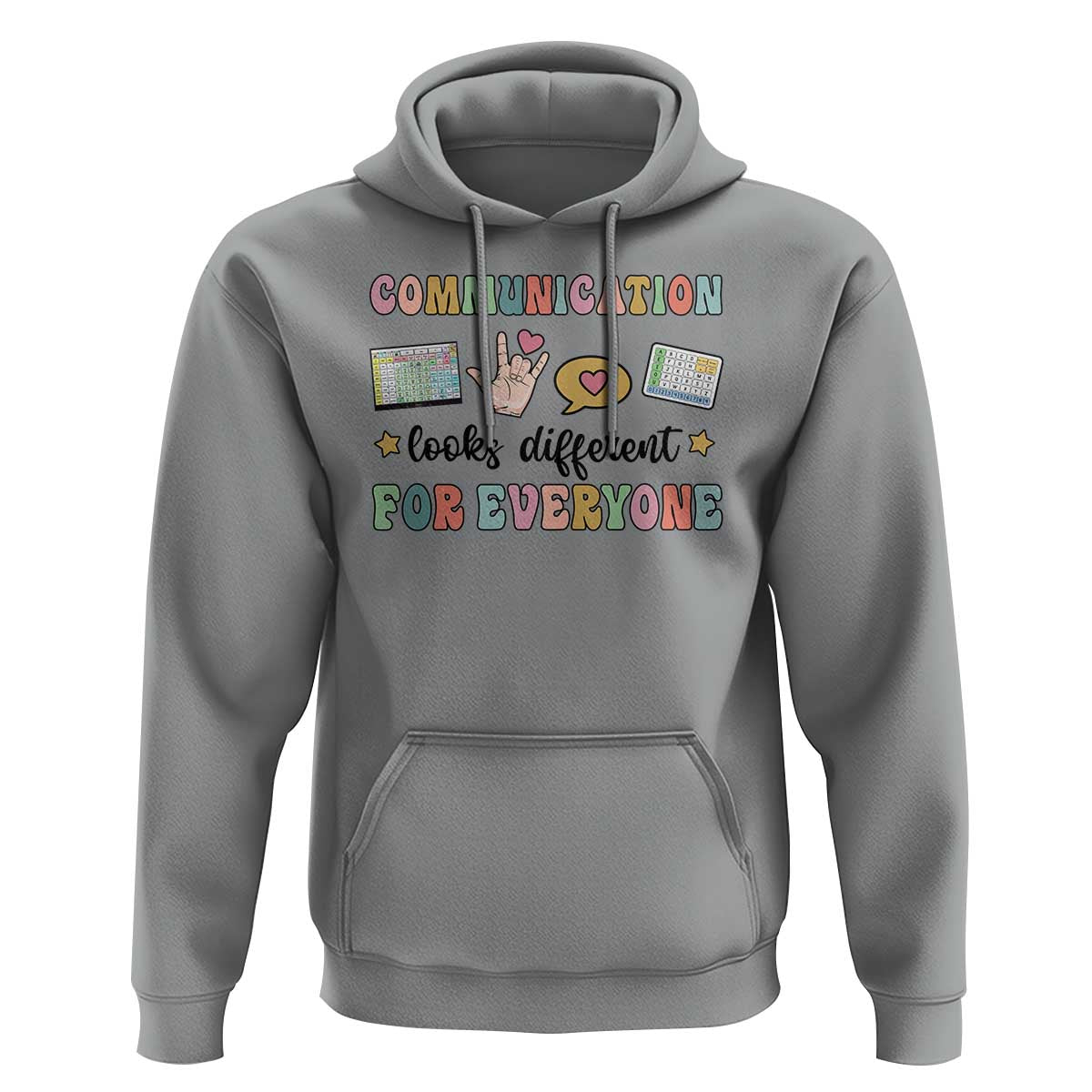 Special Education Teacher Hoodie Communication Looks Different For Everyone Autism Speech Therapy - Wonder Print Shop