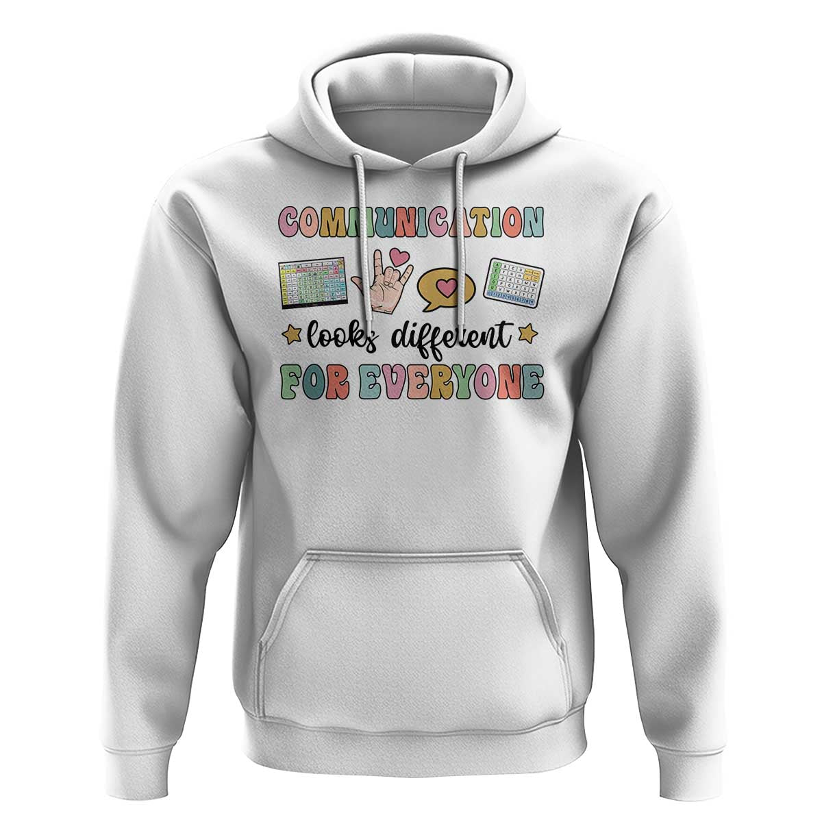 Special Education Teacher Hoodie Communication Looks Different For Everyone Autism Speech Therapy - Wonder Print Shop