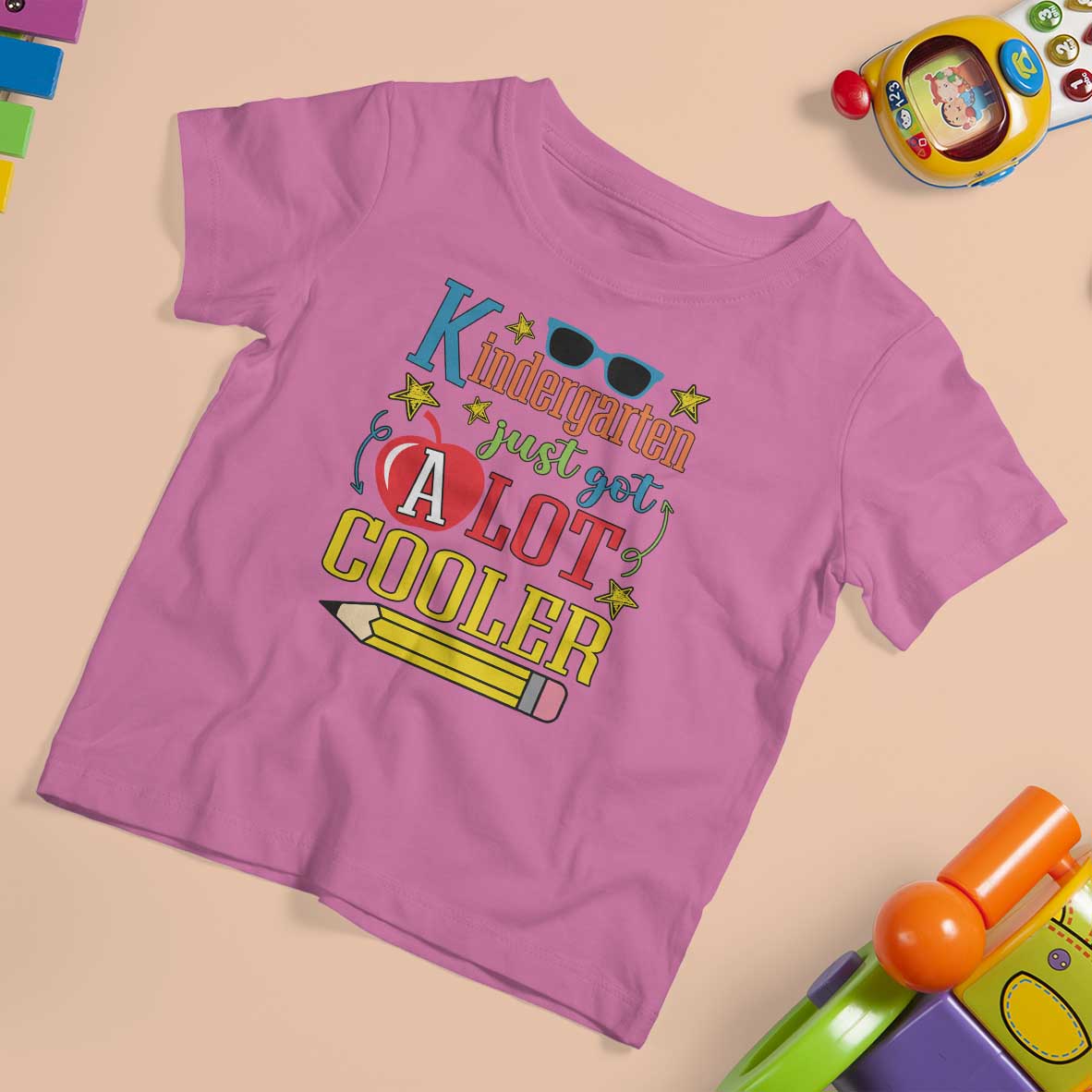 Funny Kindergarten Just Got A Lot Cooler T Shirt For Kid First Day Of School Sunglass Red Apple - Wonder Print Shop