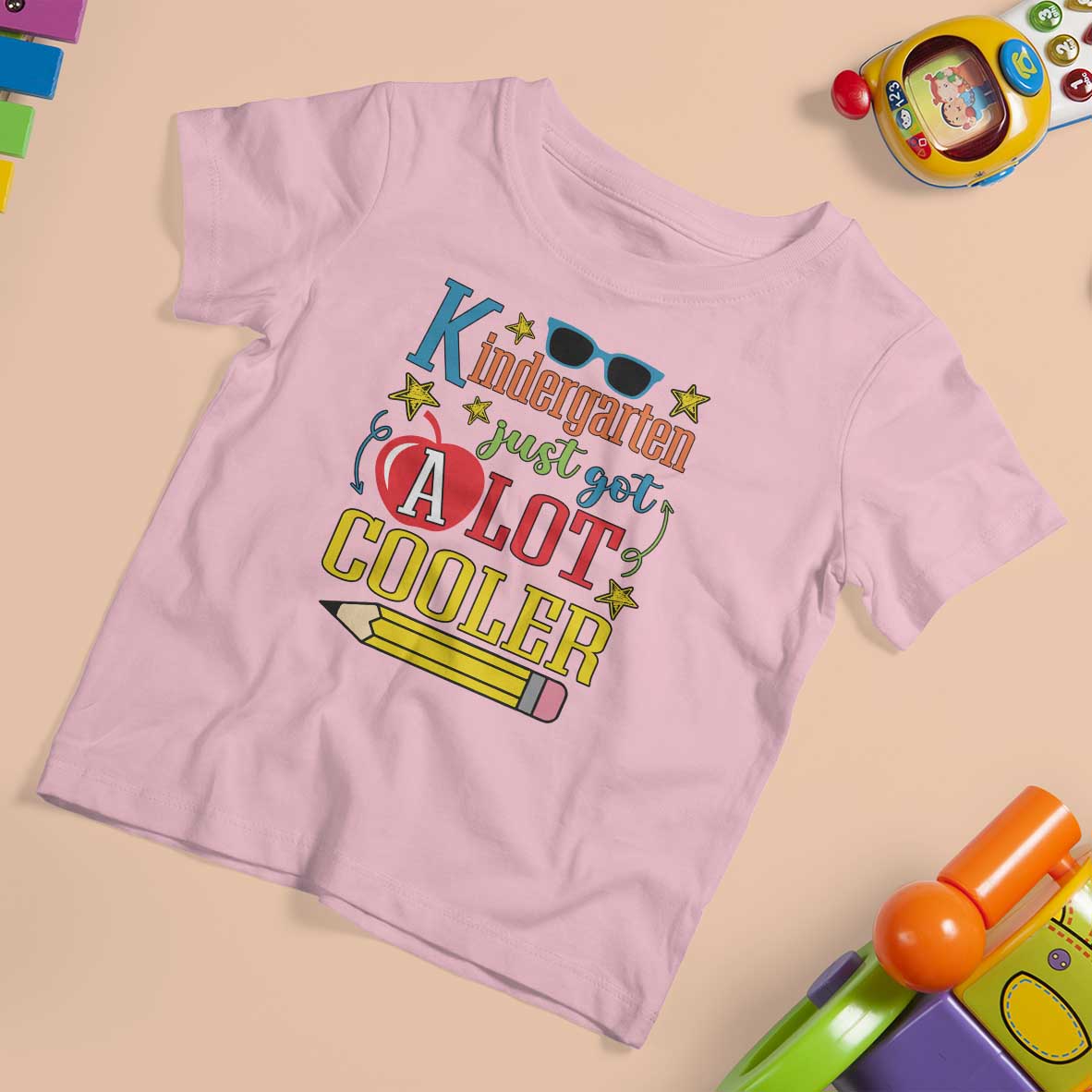 Funny Kindergarten Just Got A Lot Cooler T Shirt For Kid First Day Of School Sunglass Red Apple - Wonder Print Shop