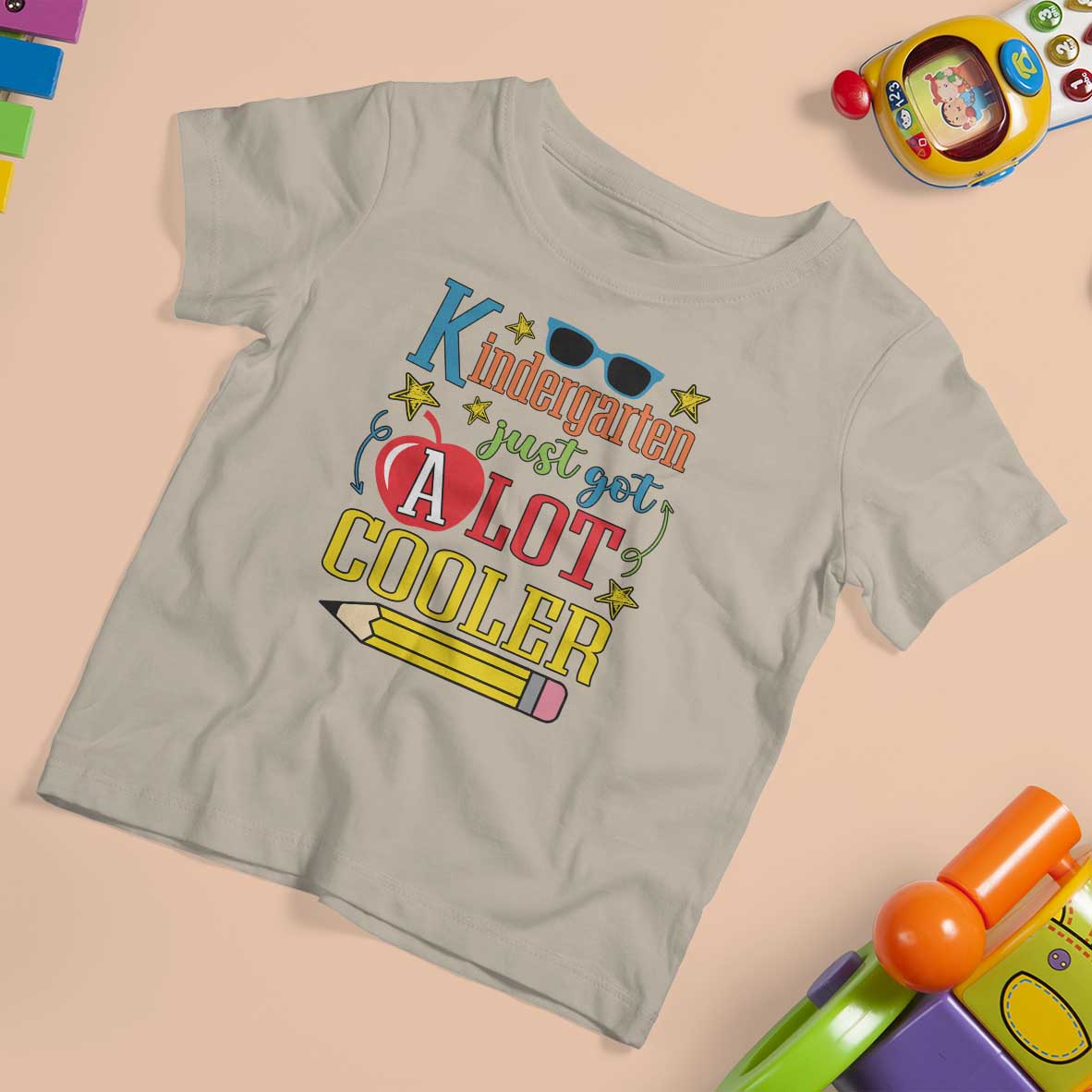 Funny Kindergarten Just Got A Lot Cooler T Shirt For Kid First Day Of School Sunglass Red Apple - Wonder Print Shop