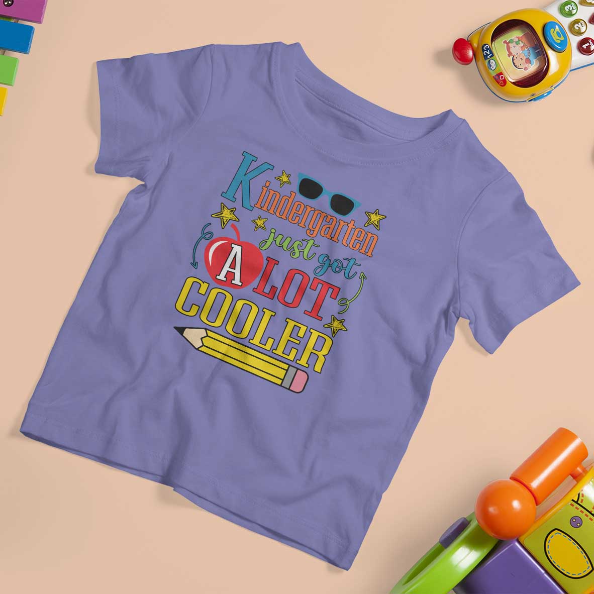 Funny Kindergarten Just Got A Lot Cooler T Shirt For Kid First Day Of School Sunglass Red Apple - Wonder Print Shop