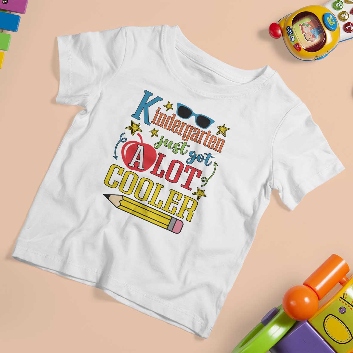 Funny Kindergarten Just Got A Lot Cooler T Shirt For Kid First Day Of School Sunglass Red Apple - Wonder Print Shop