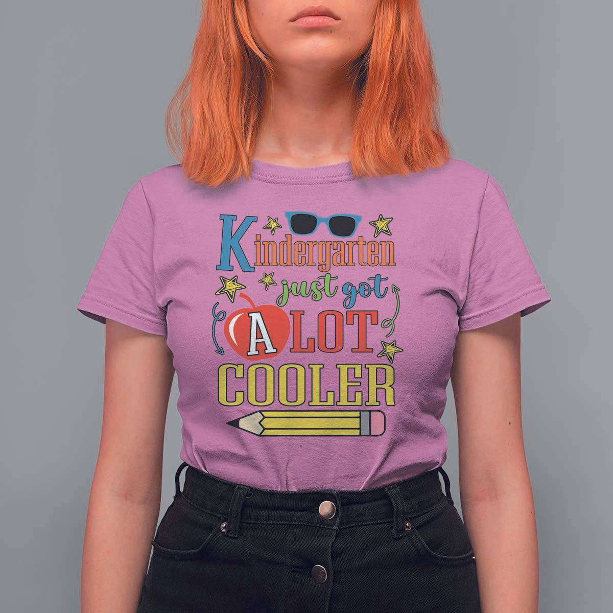 Funny Kindergarten Just Got A Lot Cooler T Shirt For Women First Day Of School Sunglass Red Apple - Wonder Print Shop