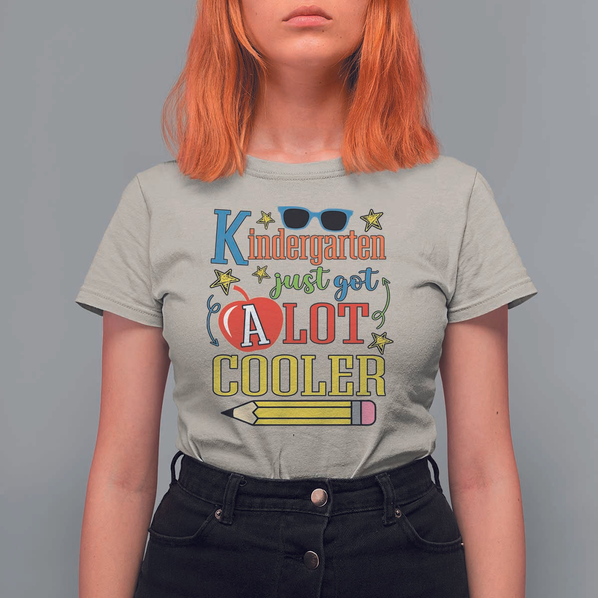 Funny Kindergarten Just Got A Lot Cooler T Shirt For Women First Day Of School Sunglass Red Apple - Wonder Print Shop