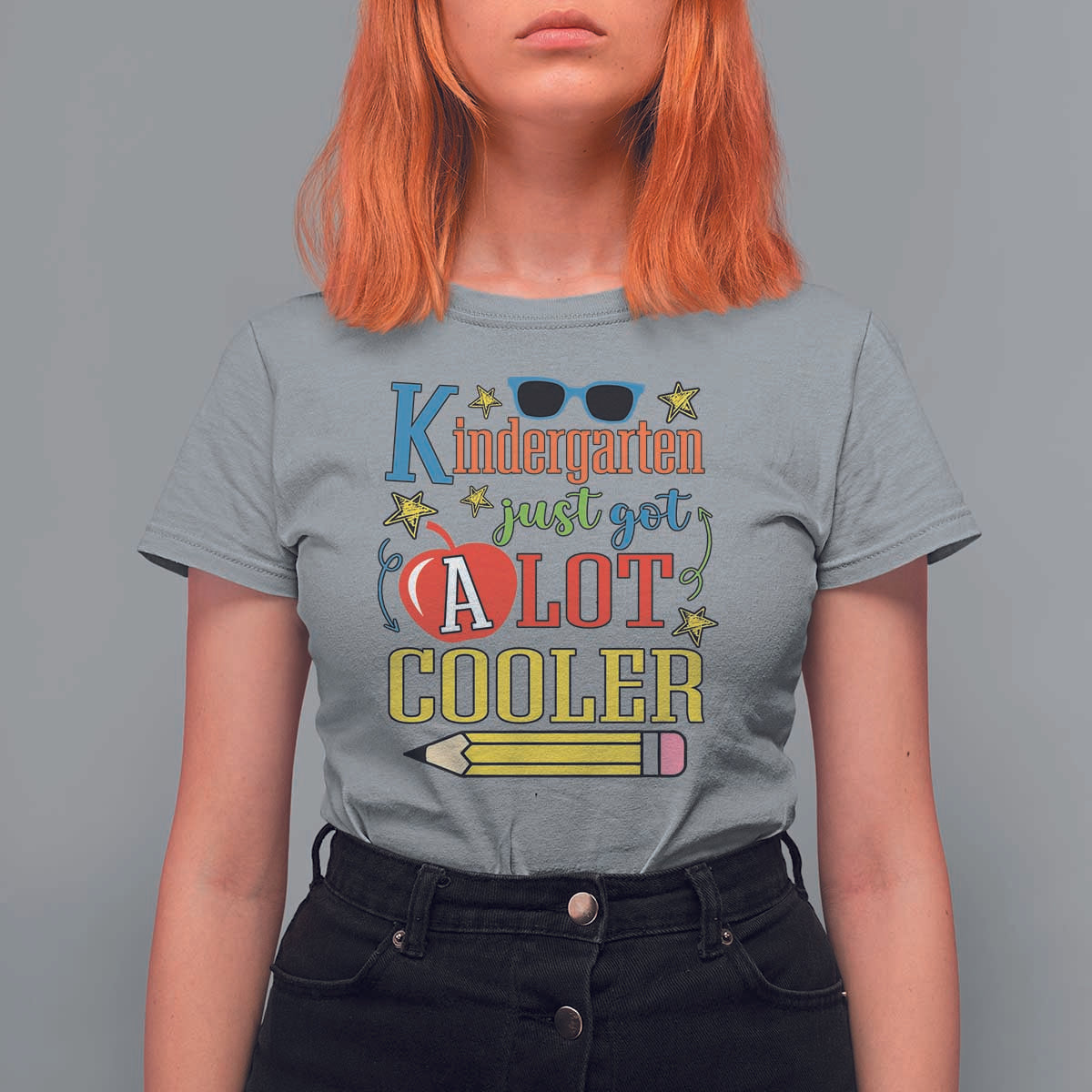 Funny Kindergarten Just Got A Lot Cooler T Shirt For Women First Day Of School Sunglass Red Apple - Wonder Print Shop