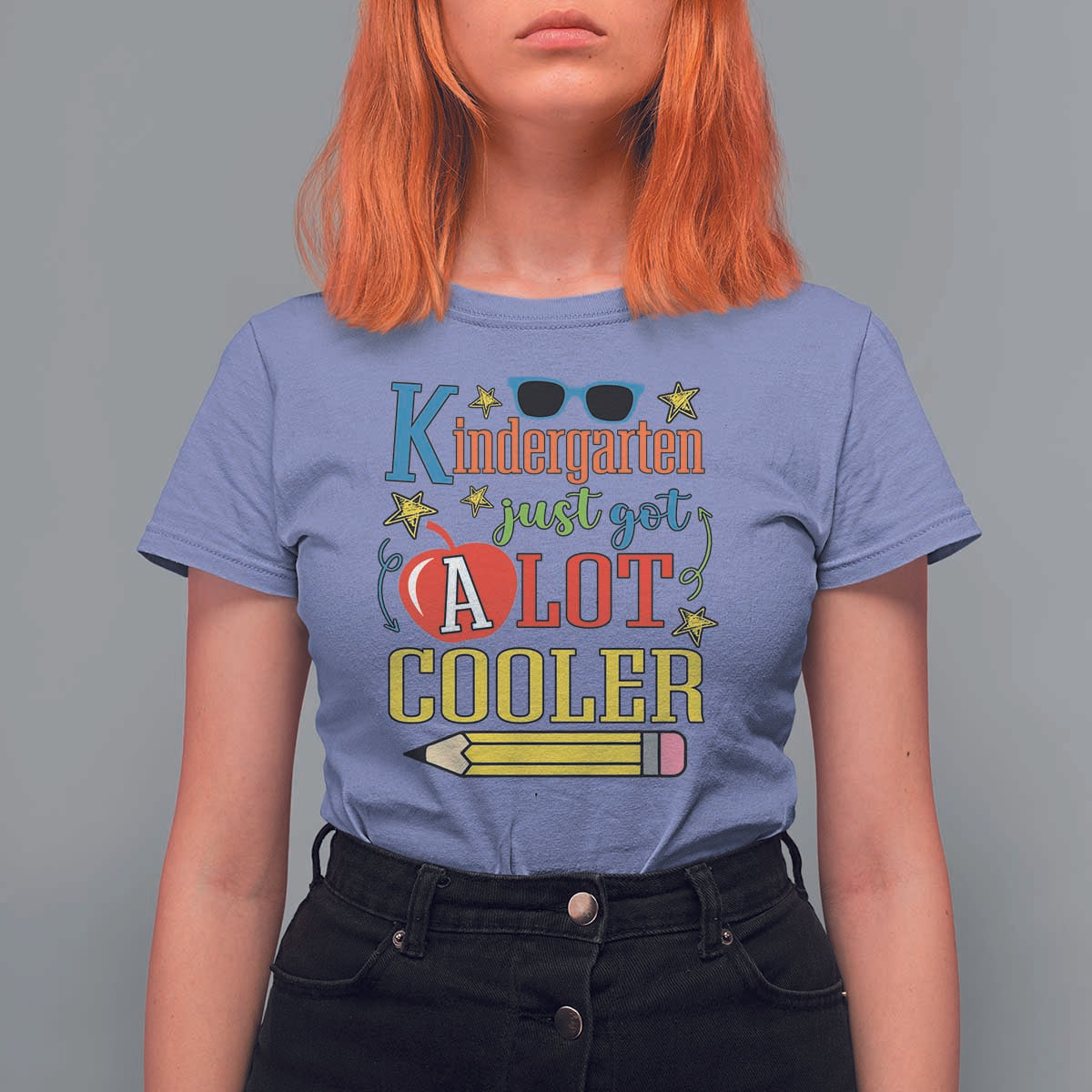 Funny Kindergarten Just Got A Lot Cooler T Shirt For Women First Day Of School Sunglass Red Apple - Wonder Print Shop
