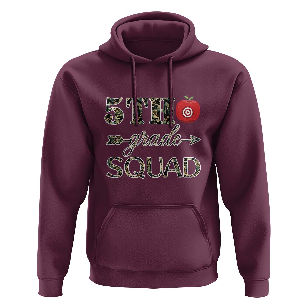 Funny Back To School Hunting Hoodie 5TH Grade Squad Camo Flag Apple Arrow - Wonder Print Shop