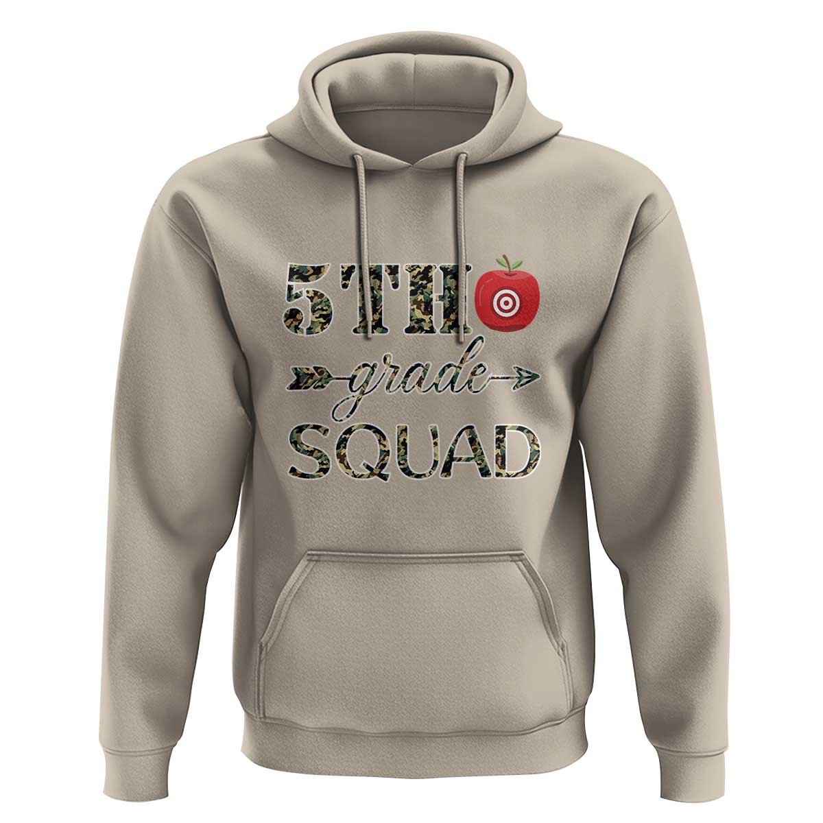 Funny Back To School Hunting Hoodie 5TH Grade Squad Camo Flag Apple Arrow - Wonder Print Shop
