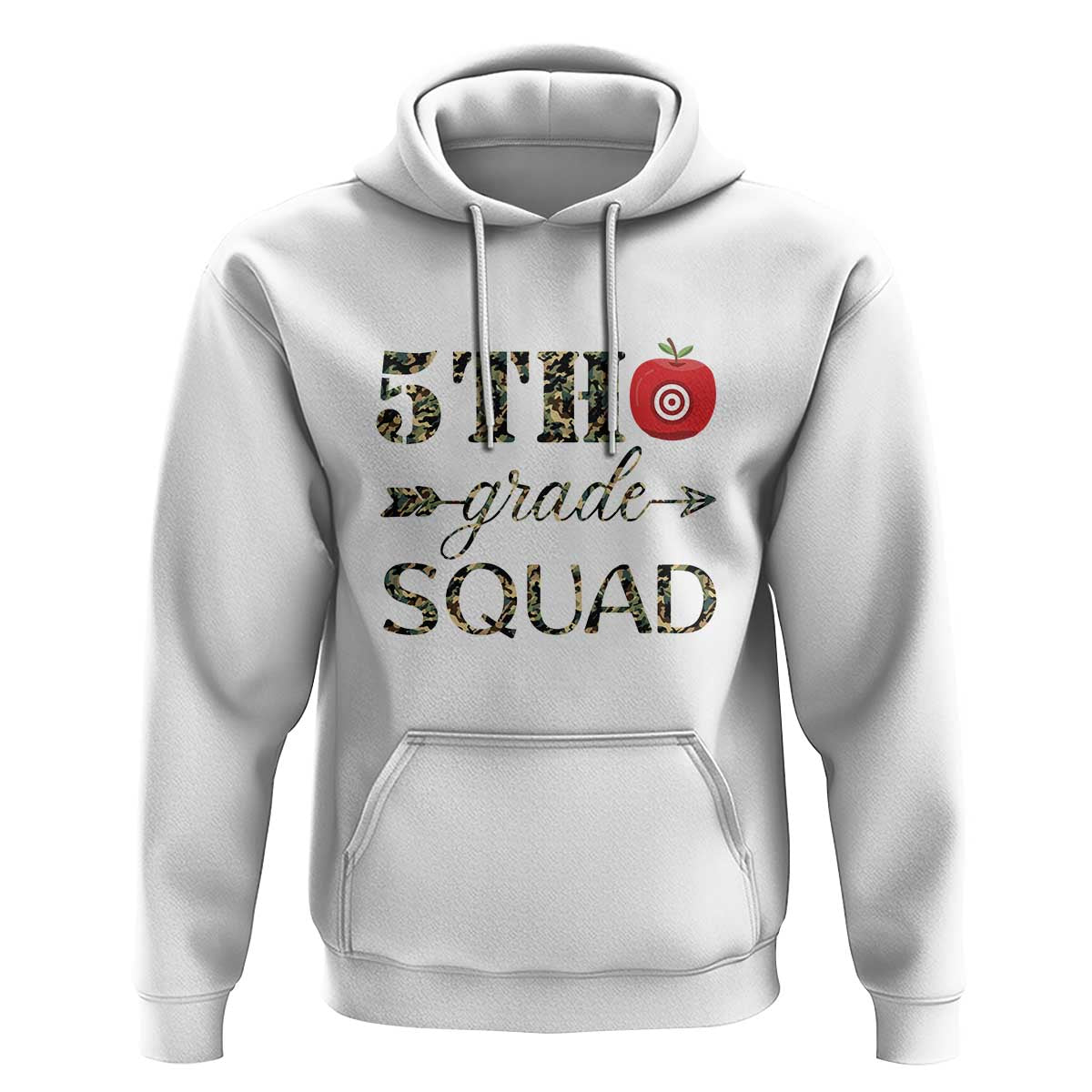 Funny Back To School Hunting Hoodie 5TH Grade Squad Camo Flag Apple Arrow - Wonder Print Shop