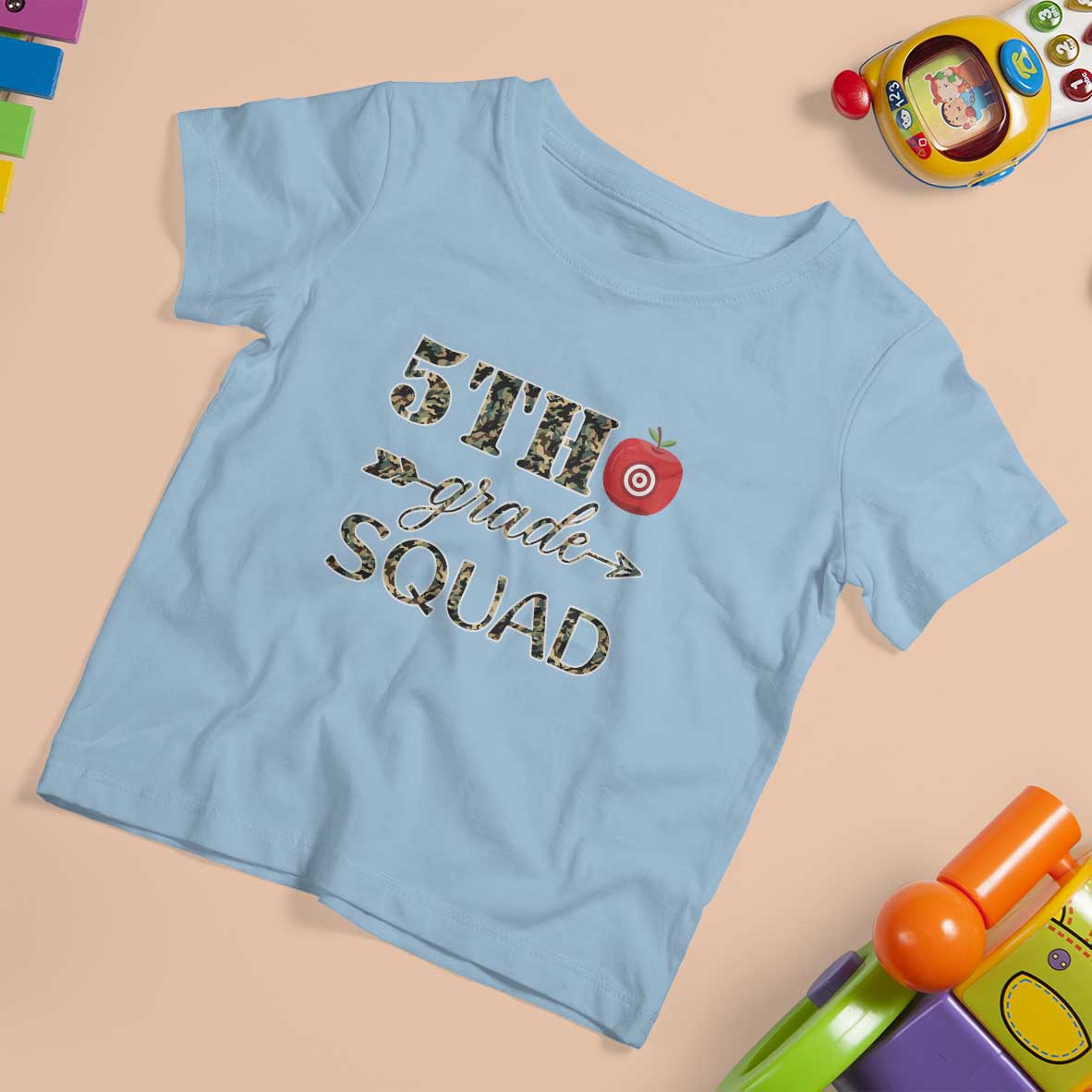 Funny Back To School Hunting T Shirt For Kid 5TH Grade Squad Camo Flag Apple Arrow - Wonder Print Shop