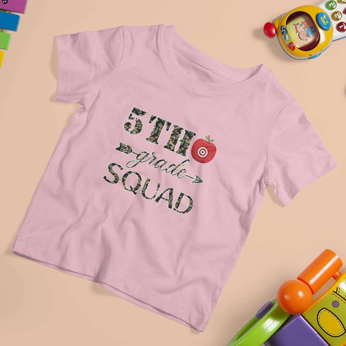 Funny Back To School Hunting T Shirt For Kid 5TH Grade Squad Camo Flag Apple Arrow - Wonder Print Shop