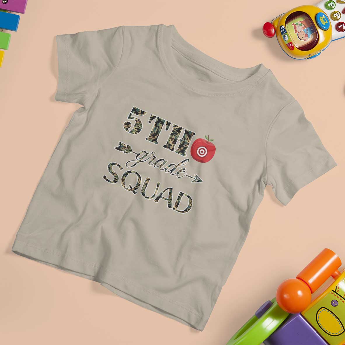 Funny Back To School Hunting T Shirt For Kid 5TH Grade Squad Camo Flag Apple Arrow - Wonder Print Shop