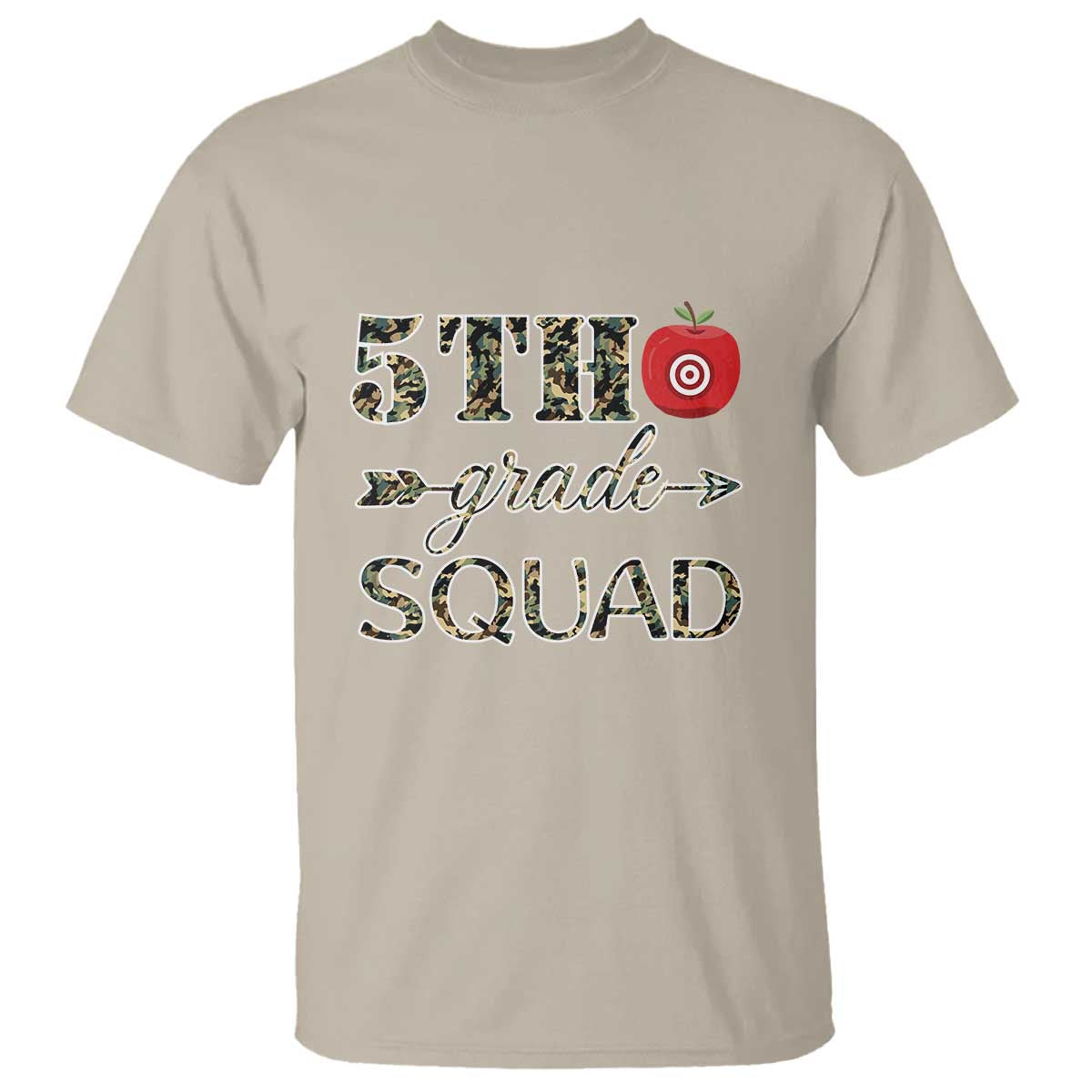 Funny Back To School Hunting T Shirt 5TH Grade Squad Camo Flag Apple Arrow - Wonder Print Shop