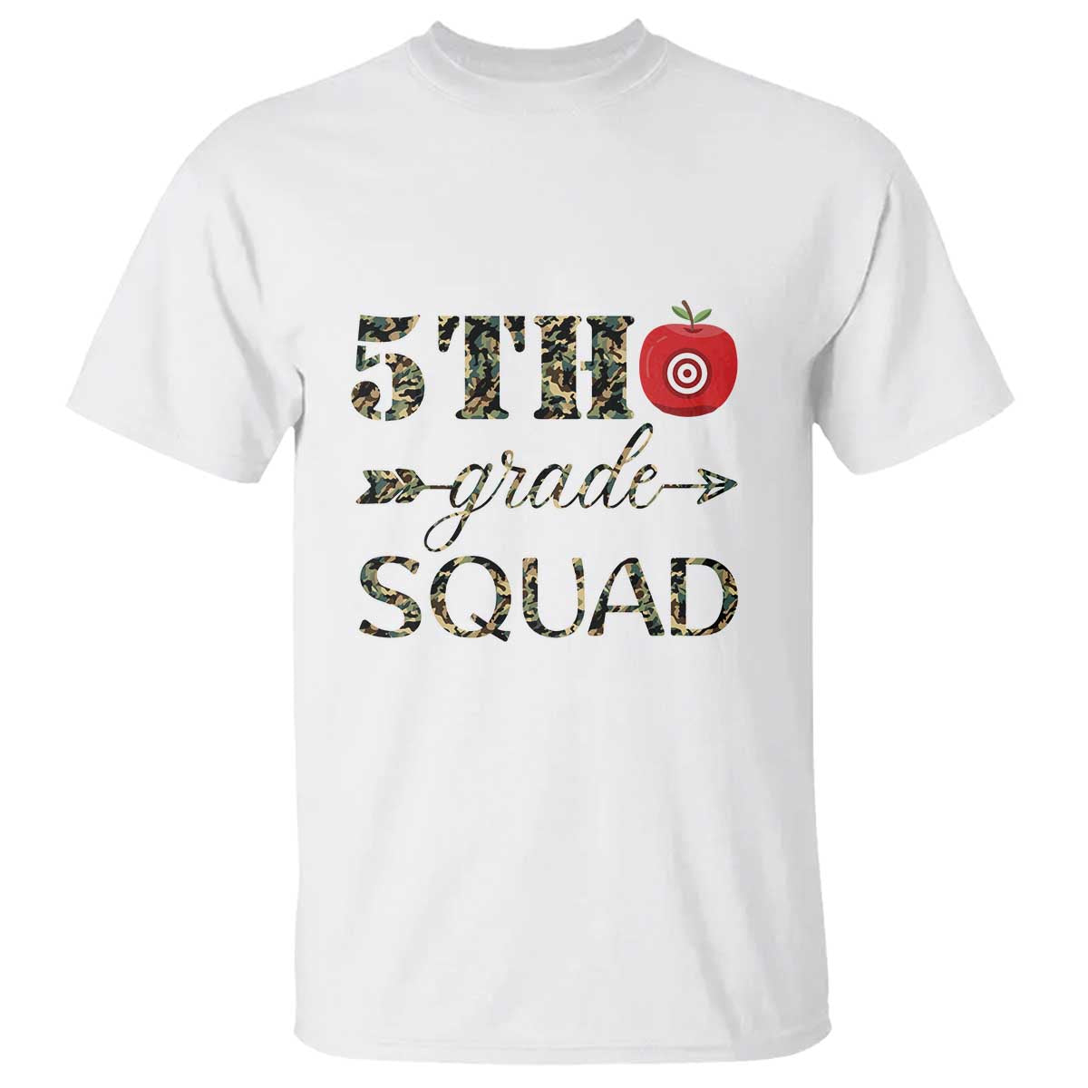 Funny Back To School Hunting T Shirt 5TH Grade Squad Camo Flag Apple Arrow - Wonder Print Shop