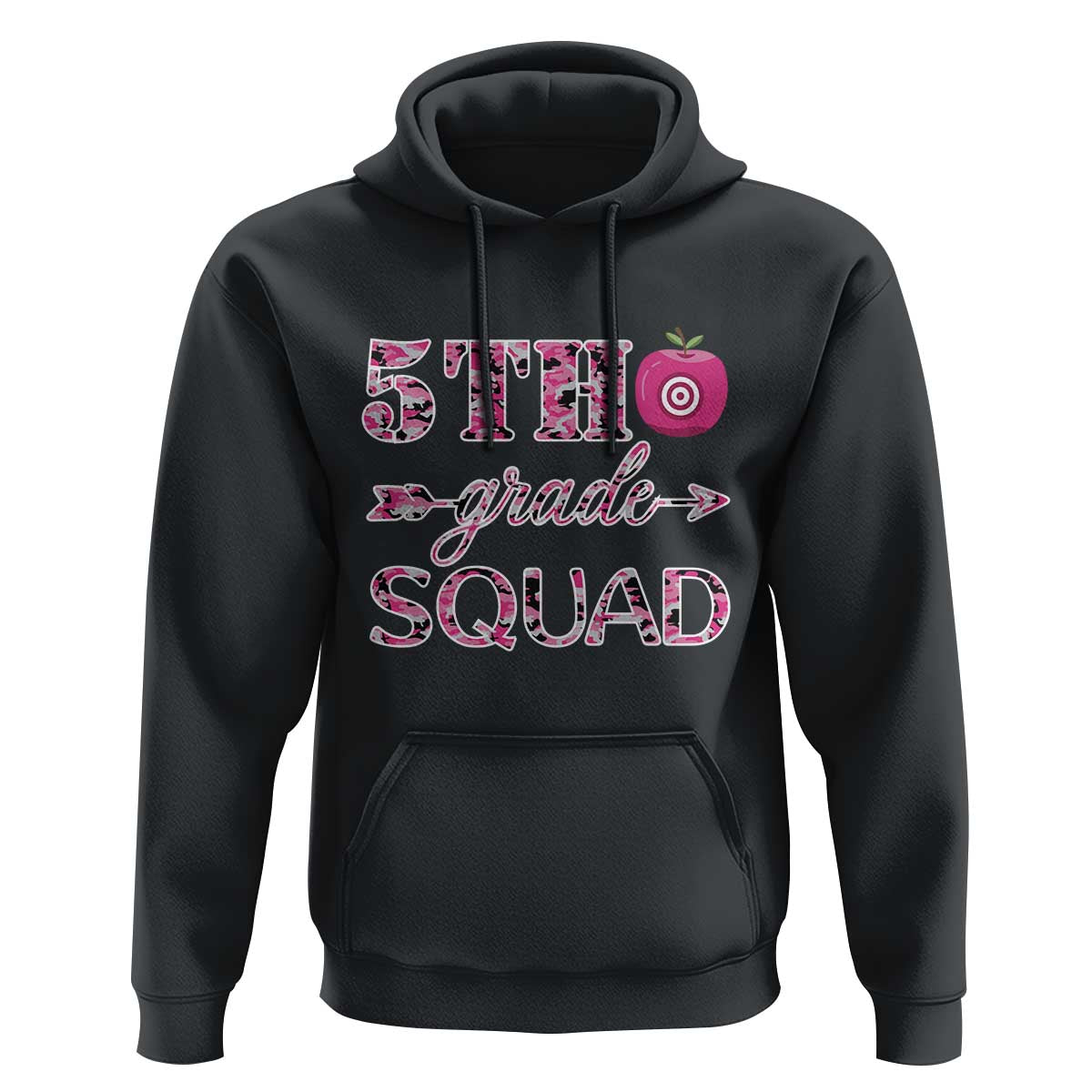 Funny Back To School Hunting Hoodie 5TH Grade Squad Pink Camo Flag Apple Arrow - Wonder Print Shop