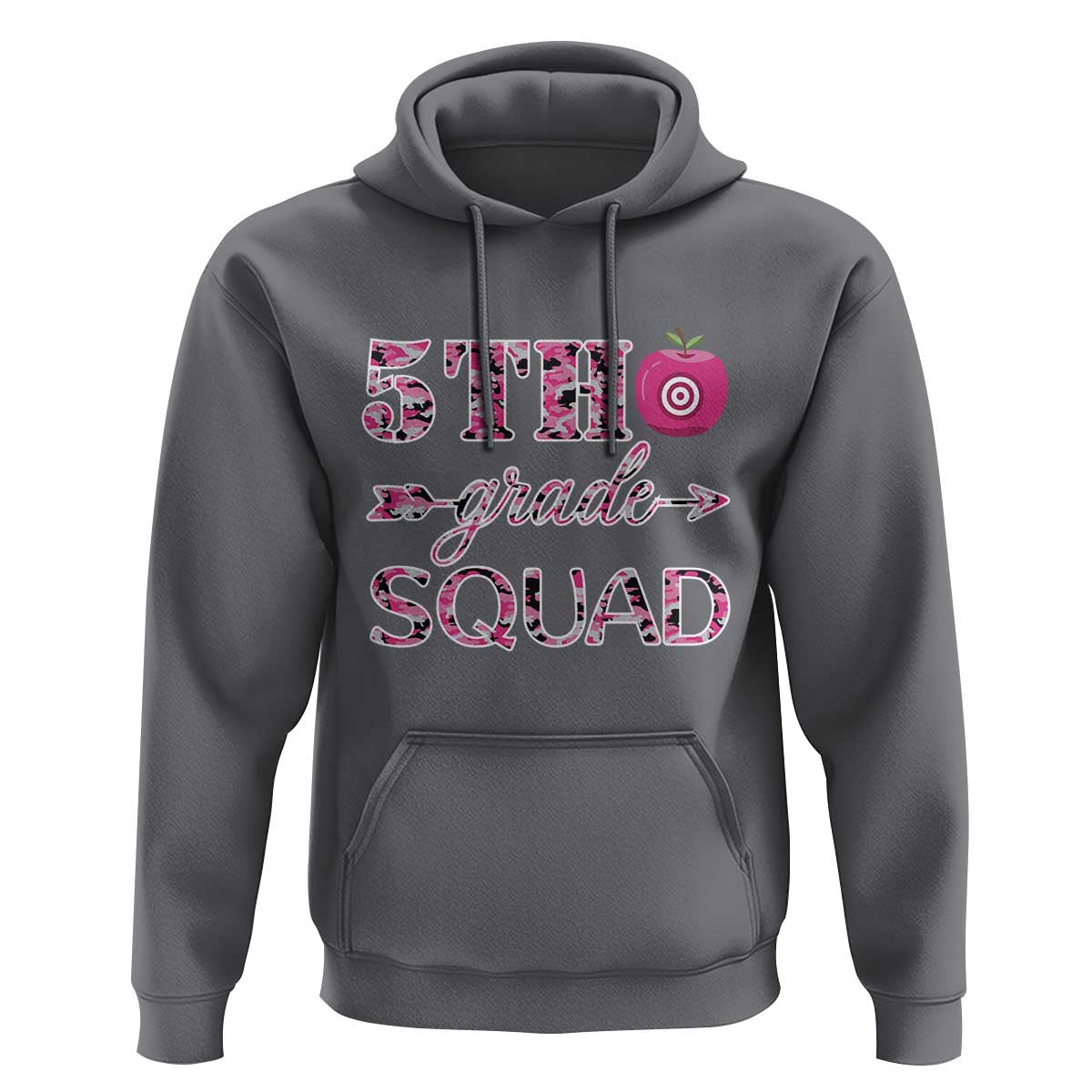 Funny Back To School Hunting Hoodie 5TH Grade Squad Pink Camo Flag Apple Arrow - Wonder Print Shop