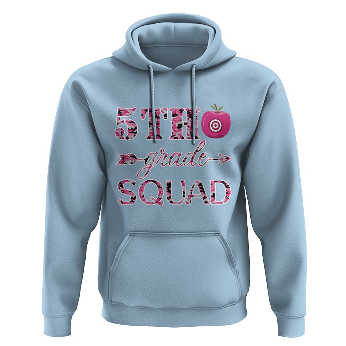 Funny Back To School Hunting Hoodie 5TH Grade Squad Pink Camo Flag Apple Arrow - Wonder Print Shop