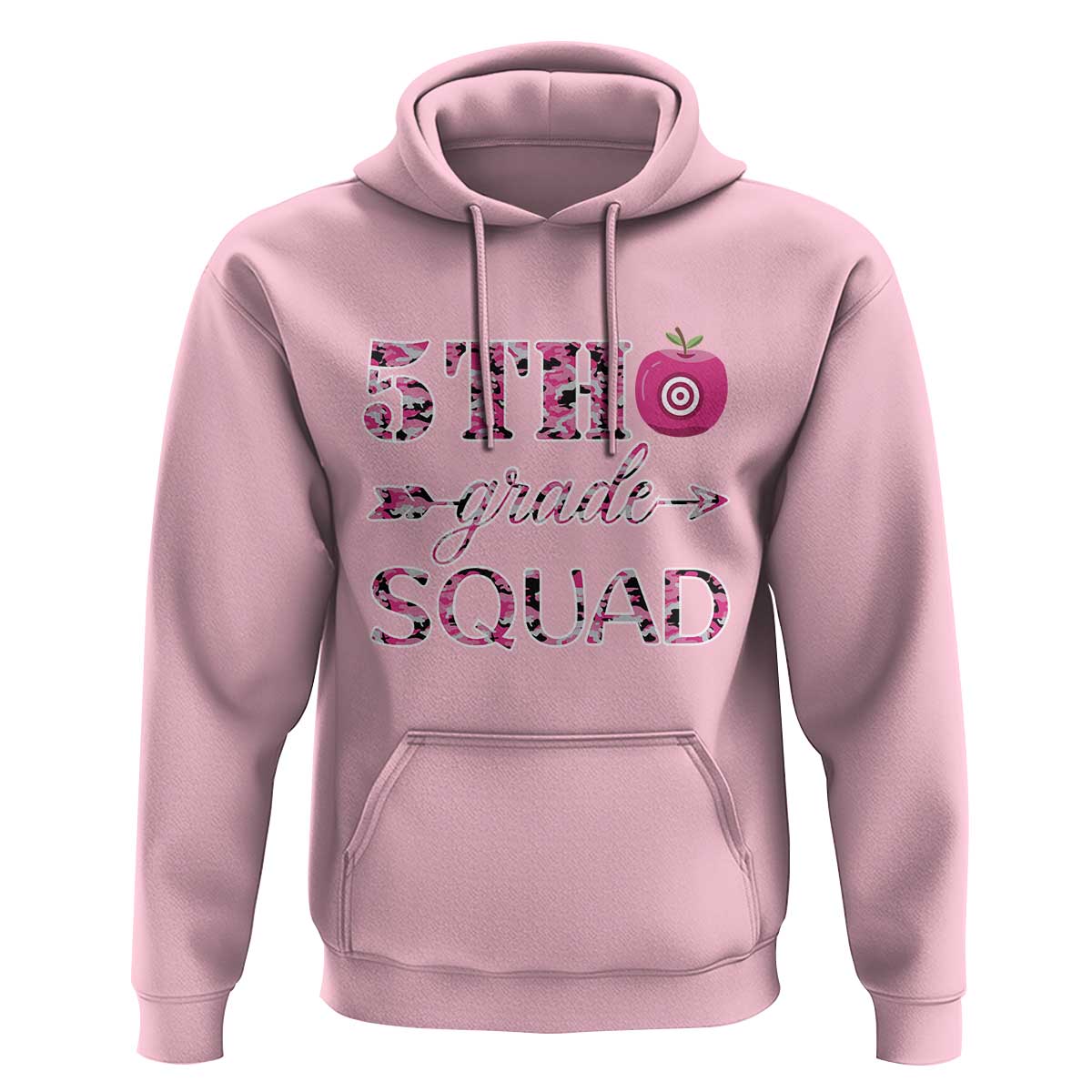 Funny Back To School Hunting Hoodie 5TH Grade Squad Pink Camo Flag Apple Arrow - Wonder Print Shop