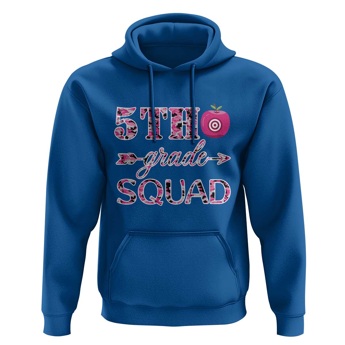 Funny Back To School Hunting Hoodie 5TH Grade Squad Pink Camo Flag Apple Arrow - Wonder Print Shop