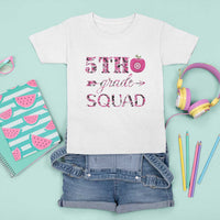Funny Back To School Hunting T Shirt For Kid 5TH Grade Squad Pink Camo Flag Apple Arrow - Wonder Print Shop