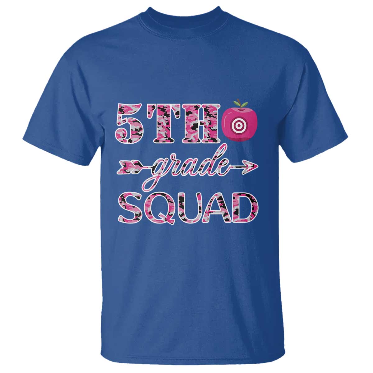 Funny Back To School Hunting T Shirt 5TH Grade Squad Pink Camo Flag Apple Arrow - Wonder Print Shop