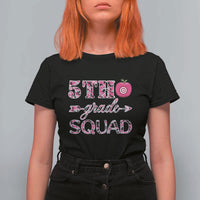 Funny Back To School Hunting T Shirt For Women 5TH Grade Squad Pink Camo Flag Apple Arrow - Wonder Print Shop