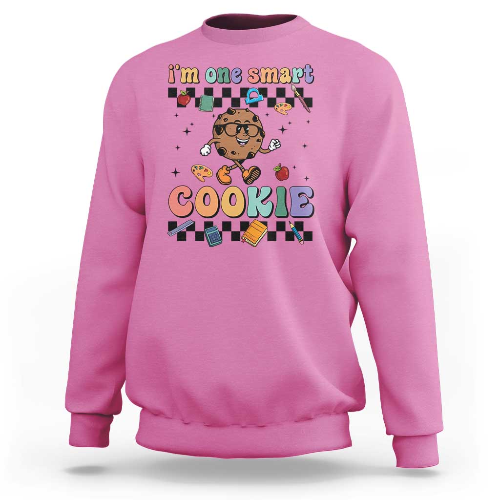 Funny Student Sweatshirt I'm One Smart Cookie Apple Book Ruler Pencil - Wonder Print Shop