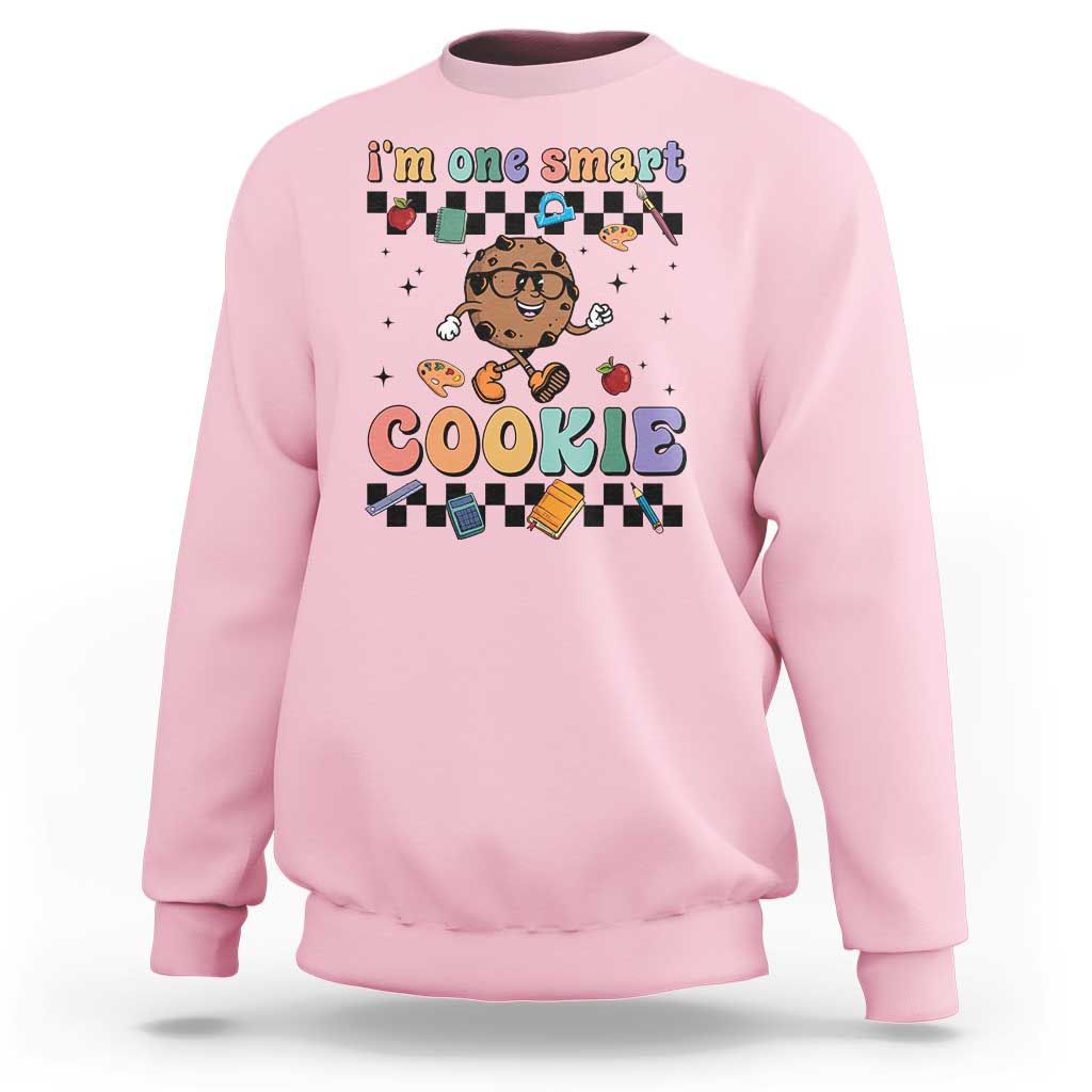Funny Student Sweatshirt I'm One Smart Cookie Apple Book Ruler Pencil - Wonder Print Shop