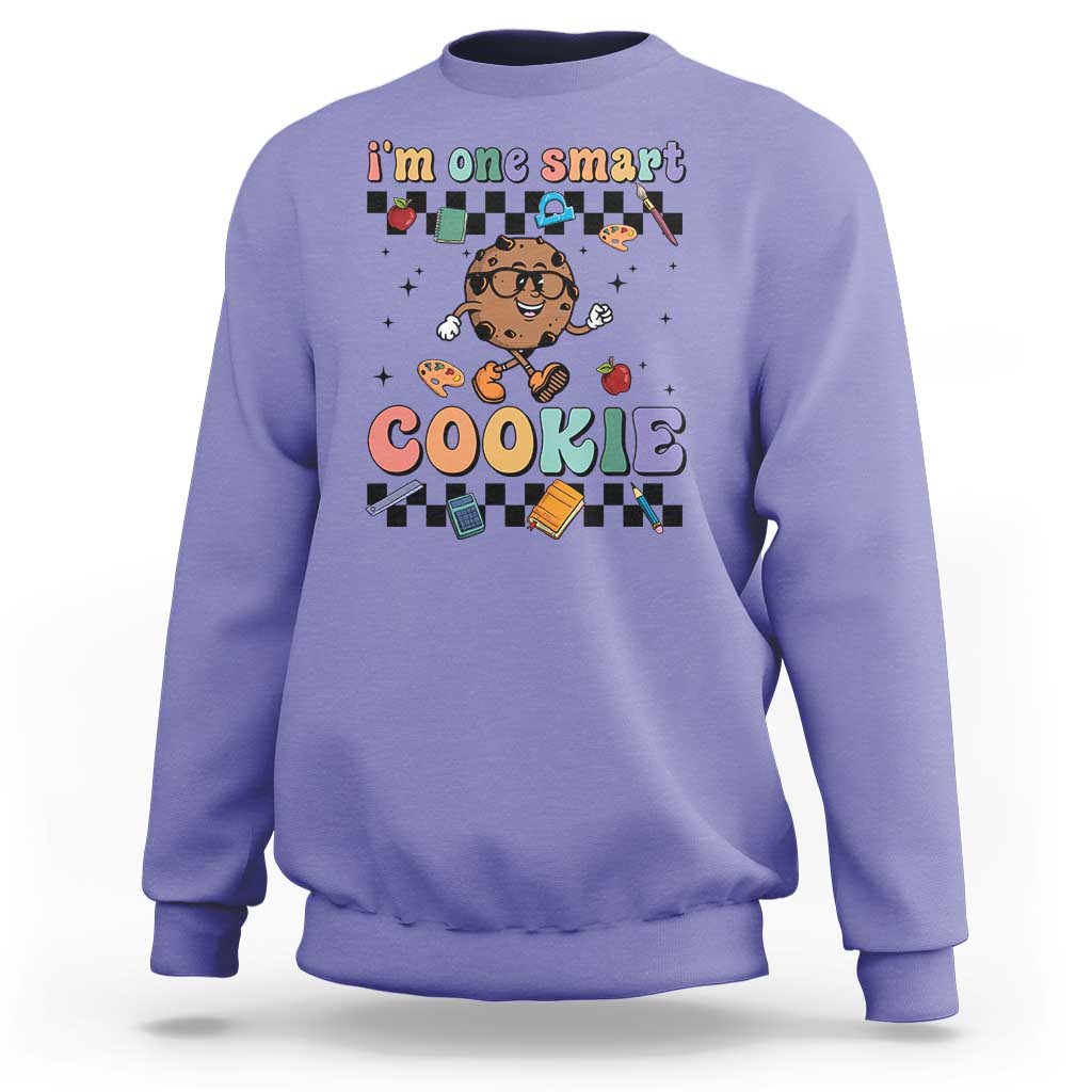 Funny Student Sweatshirt I'm One Smart Cookie Apple Book Ruler Pencil - Wonder Print Shop