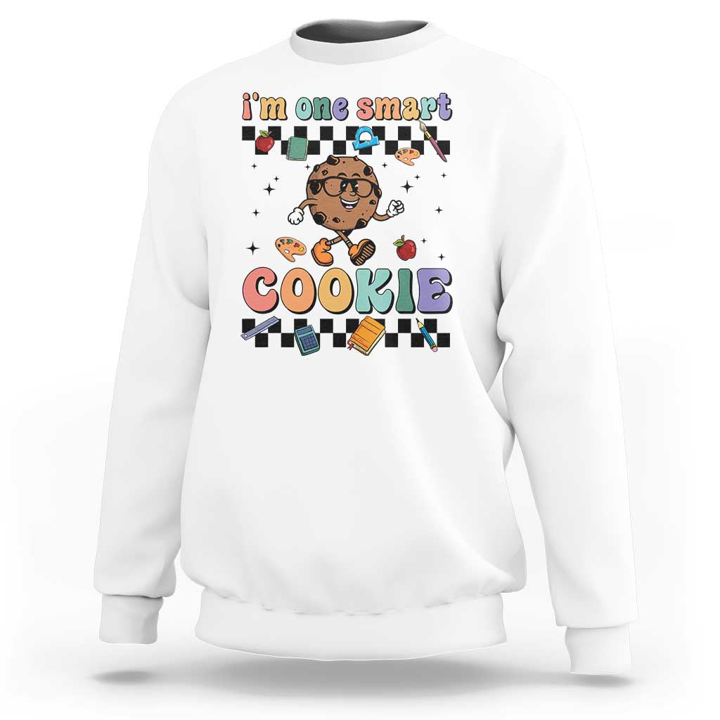 Funny Student Sweatshirt I'm One Smart Cookie Apple Book Ruler Pencil - Wonder Print Shop