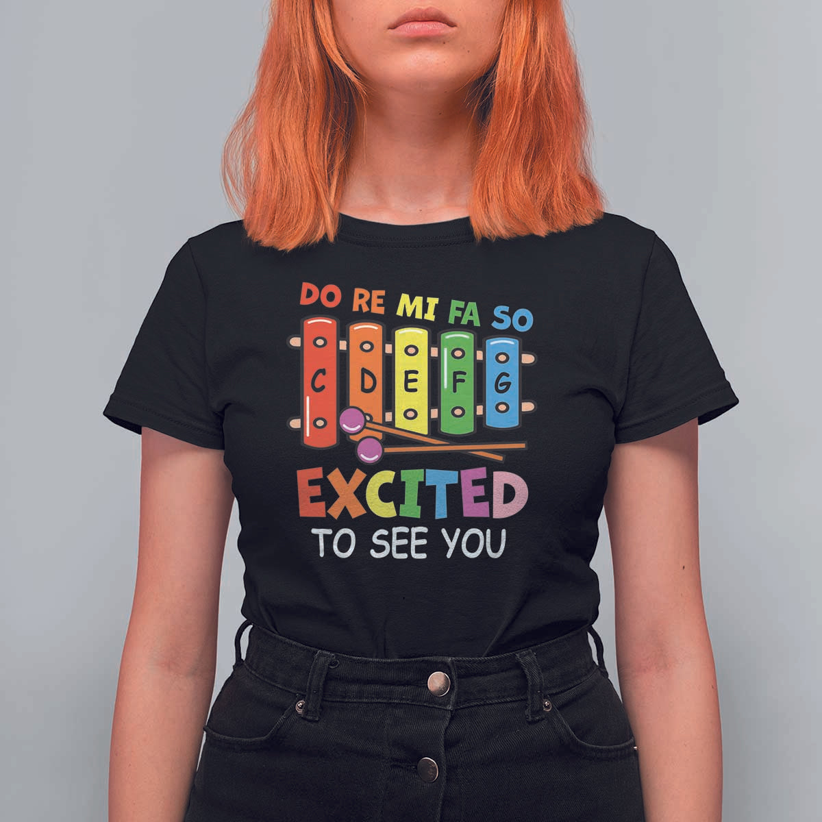 Music Teacher T Shirt For Women Do Re Mi Fa So Excited To See You Back To School - Wonder Print Shop