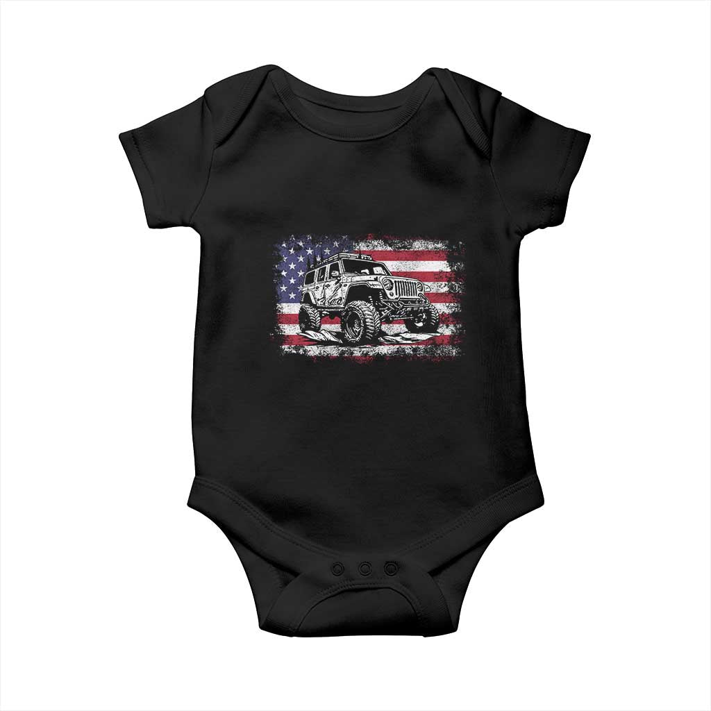 American Flag UTV Side By Side SXS Off Road Car Baby Onesie - Wonder Print Shop