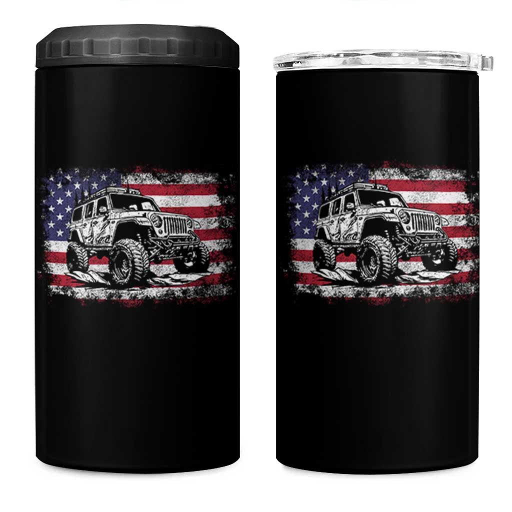 American Flag UTV Side By Side SXS Off Road Car 4 in 1 Can Cooler Tumbler - Wonder Print Shop