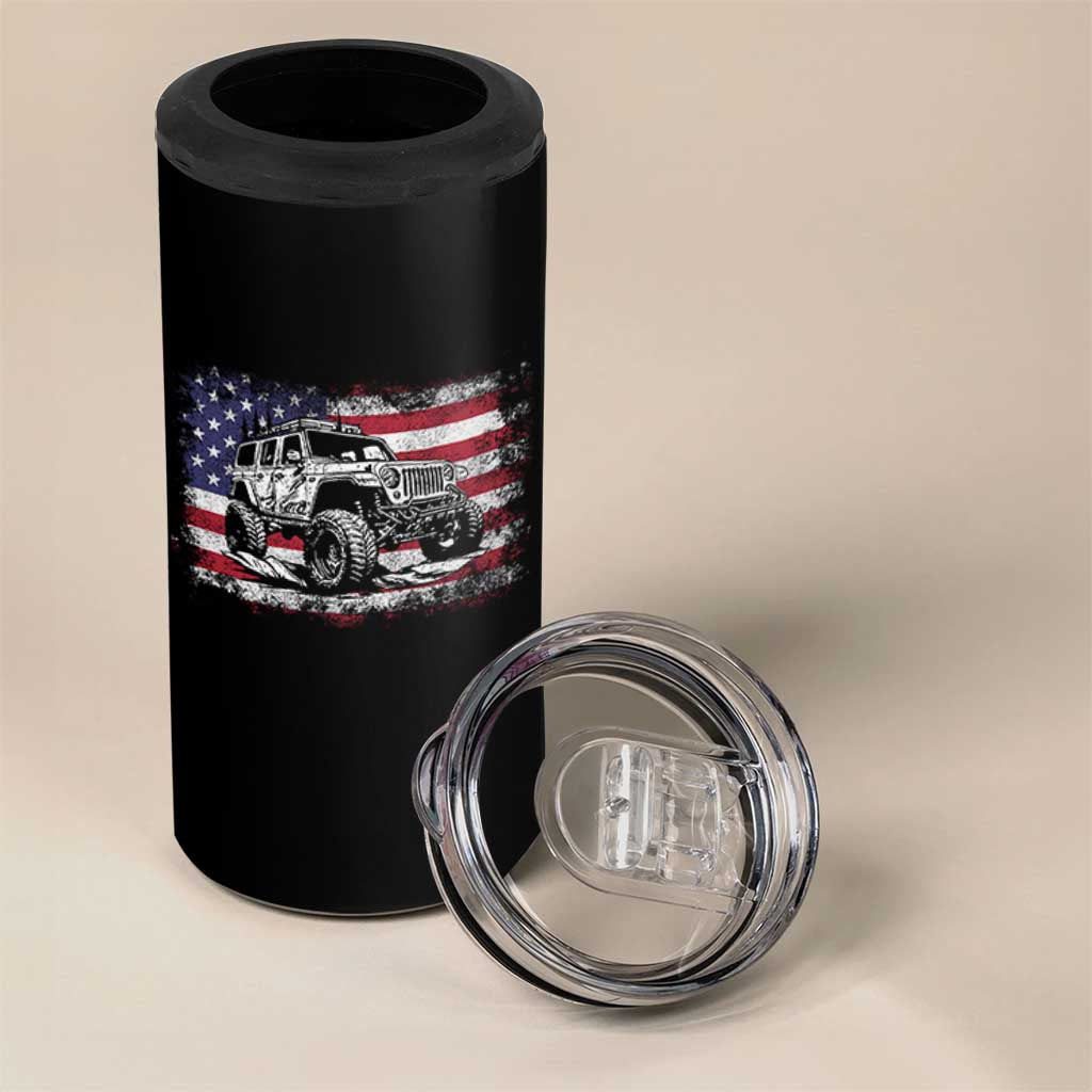 American Flag UTV Side By Side SXS Off Road Car 4 in 1 Can Cooler Tumbler - Wonder Print Shop