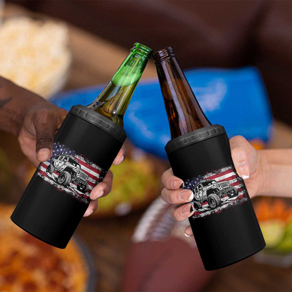 American Flag UTV Side By Side SXS Off Road Car 4 in 1 Can Cooler Tumbler - Wonder Print Shop